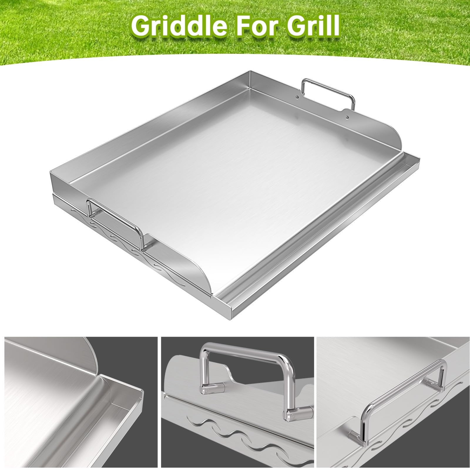 Universal Stainless Steel Griddle Flat Top Plate with Even Heating Bracing fo…