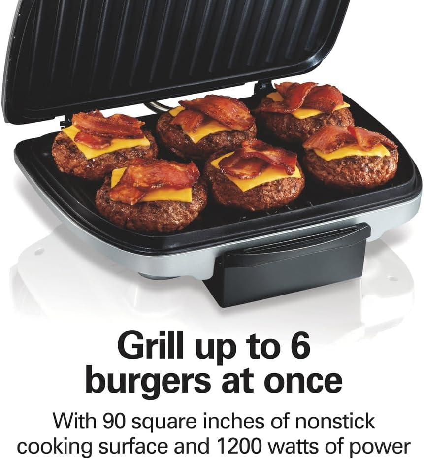 Hamilton Beach Electric Indoor Grill, 6-Serving, Large 90 Sq. In. Nonstick Easy