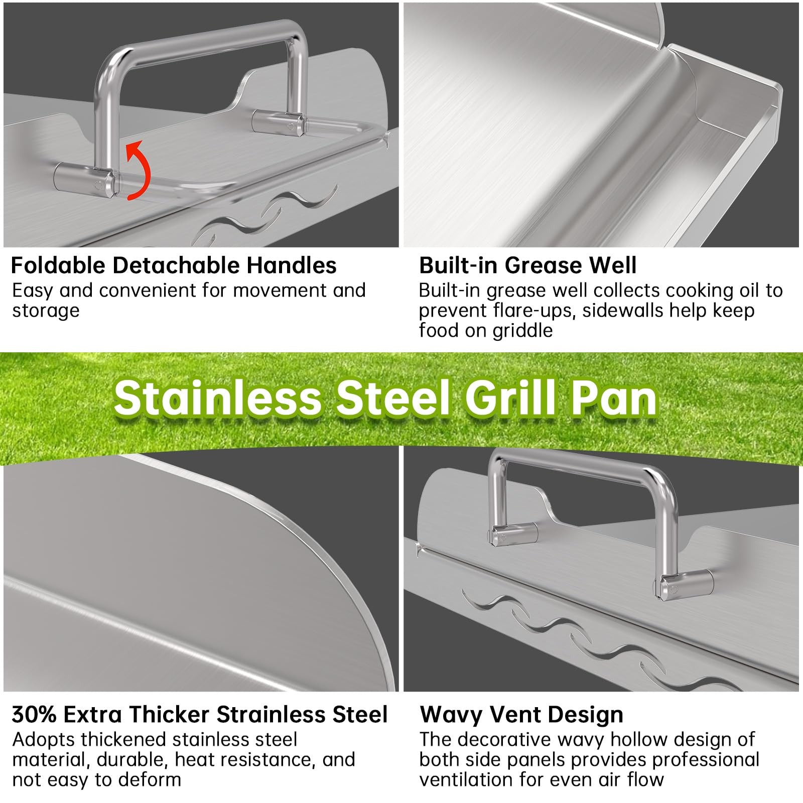 Universal Stainless Steel Griddle Flat Top Plate with Even Heating Bracing fo…