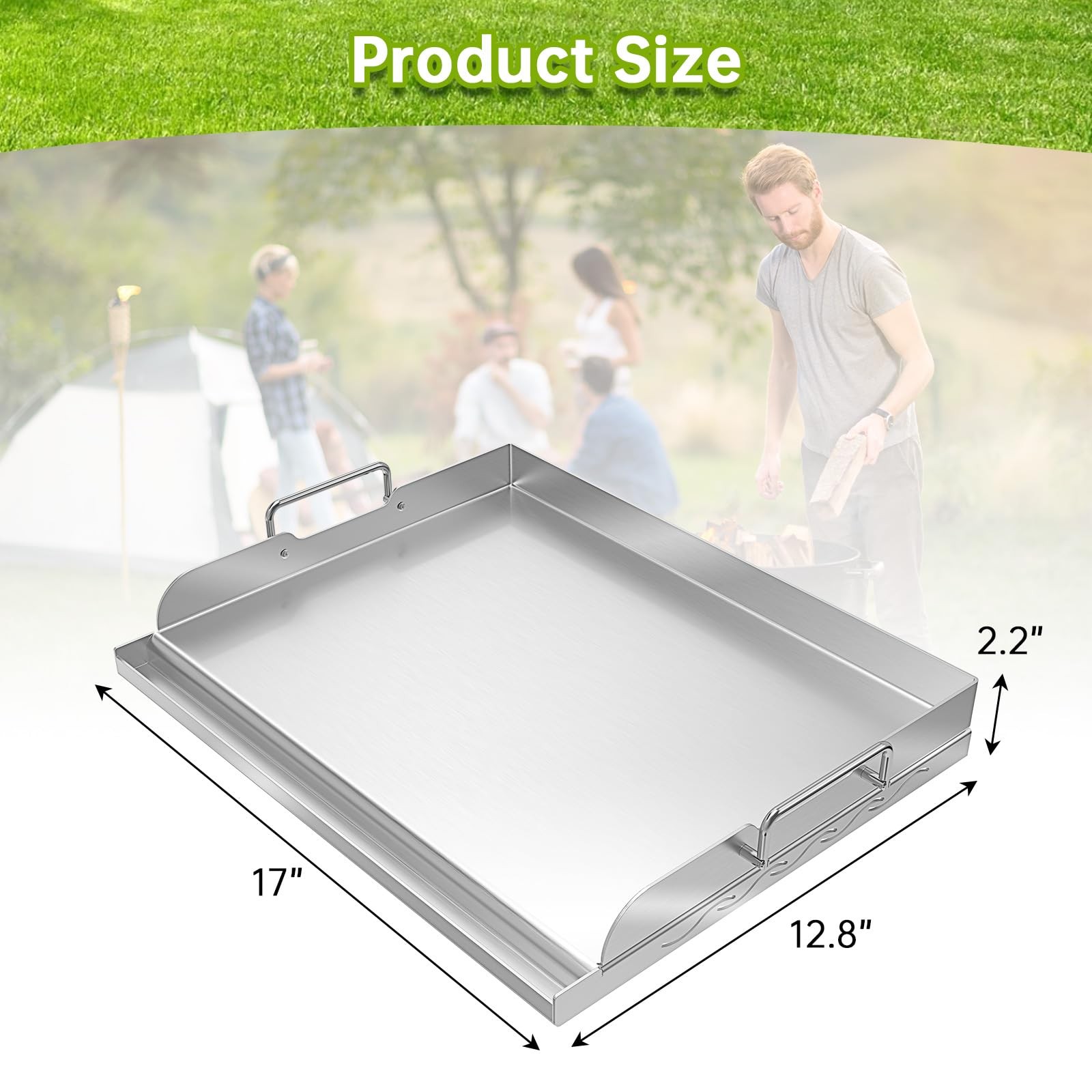 Universal Stainless Steel Griddle Flat Top Plate with Even Heating Bracing fo…