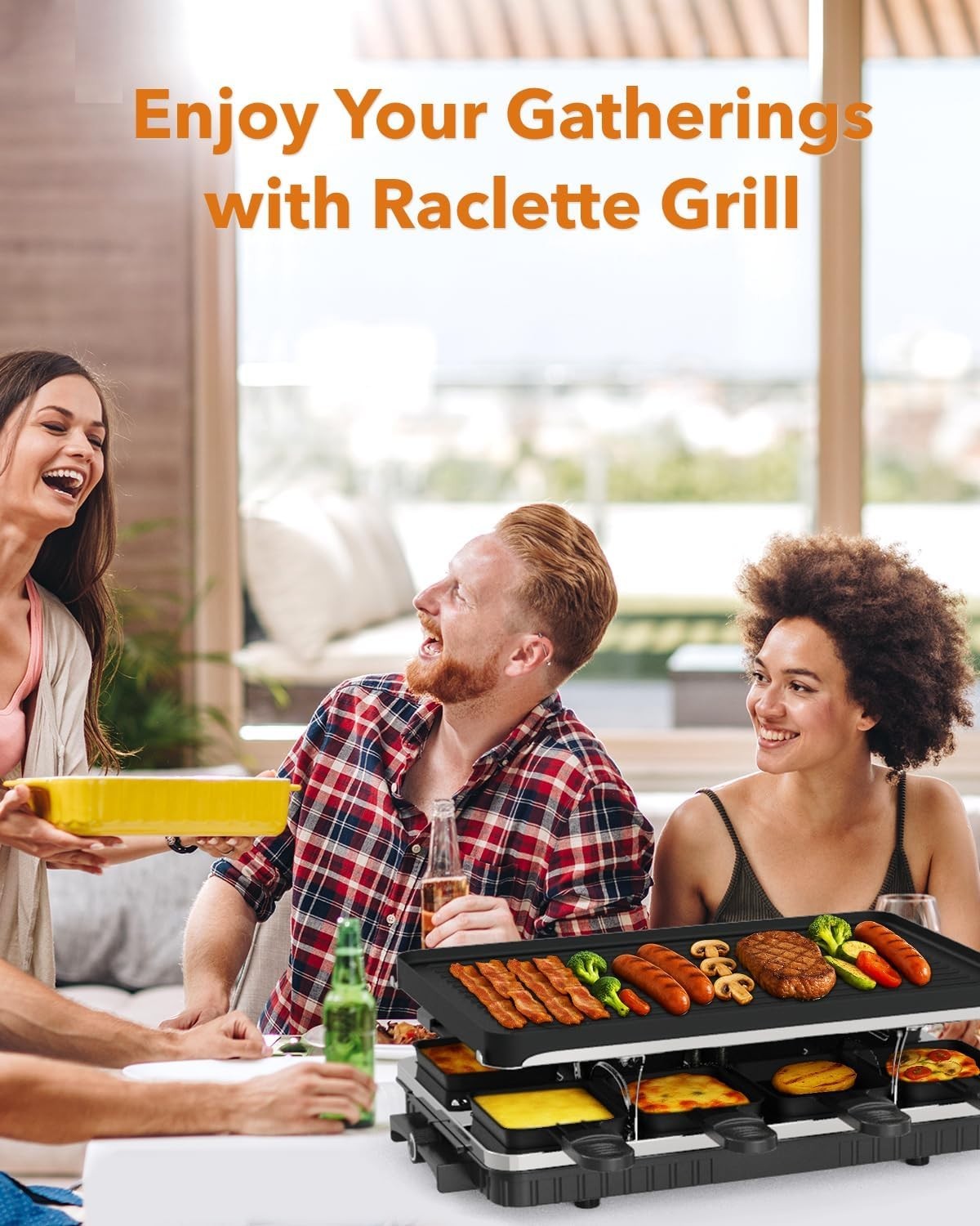 Versatile 2-in-1 Electric Raclette Grill & Griddle for Engaging Dinner Parties