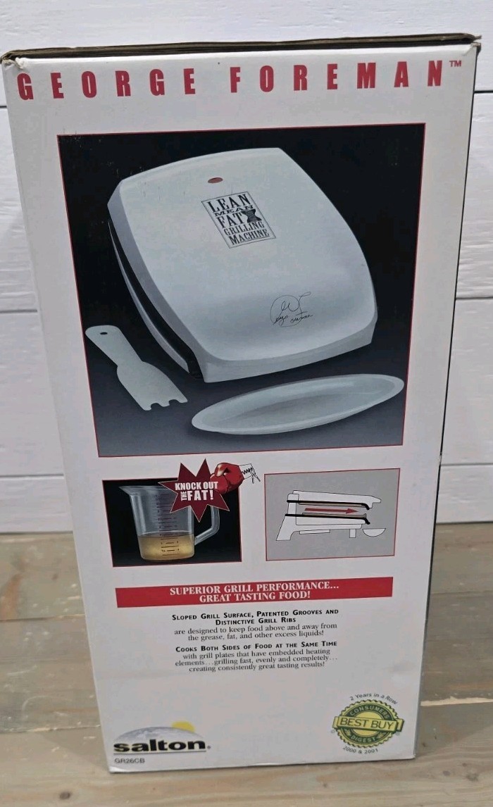Vintage 2001 Brand New George Foreman GR26CB XL Indoor Grill Family Size