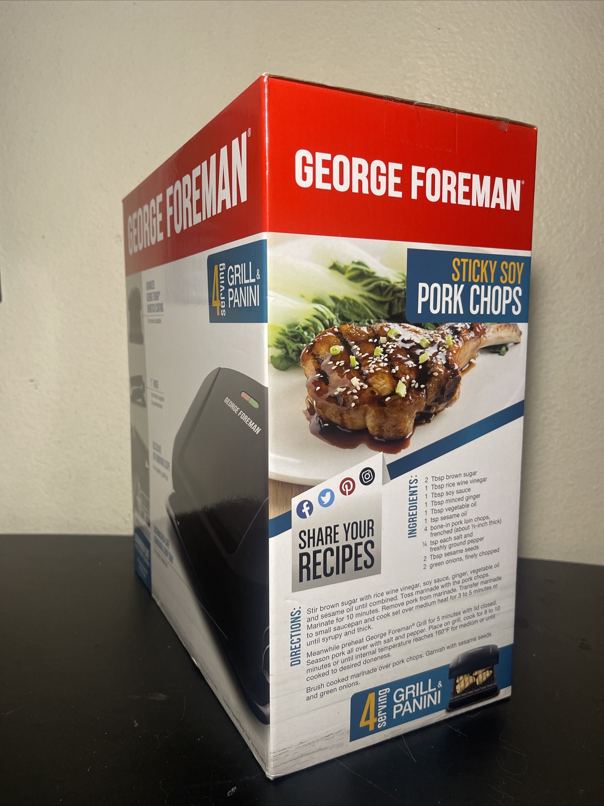 George Foreman GRP1060B: 4-Serving Removable Plate Grill and Panini – Black