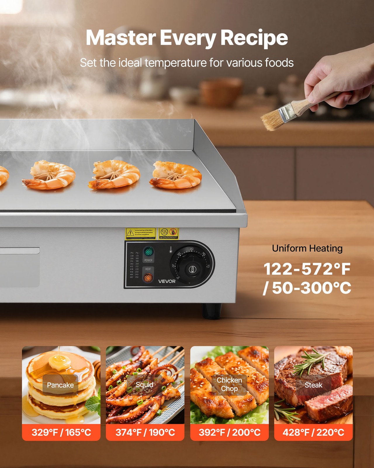VEVOR Commercial Electric Griddle Half Flat Grill 28.54 x 15.75 in(NO PLUG)