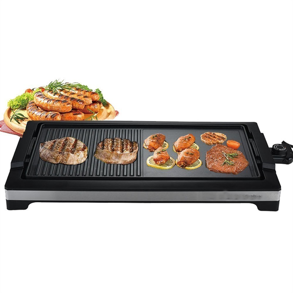 1800W 2-in-1 Electric Smokeless Grill Indoor BBQ Griddle Non-Stick Cooking Plate