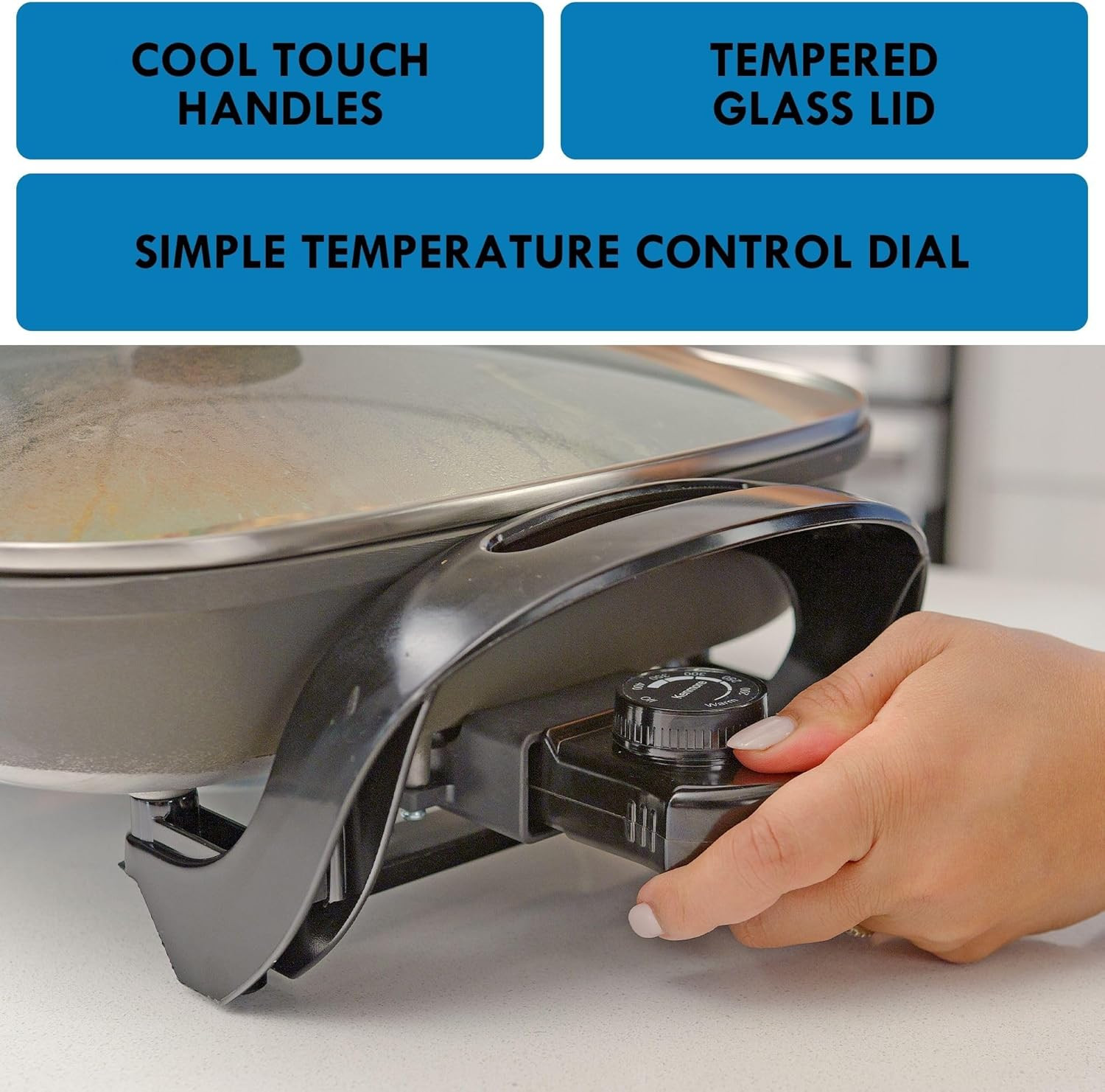 Kenmore Non-Stick Electric Skillet with Removable Drip Tray, Black, 10″ X 18″ Co
