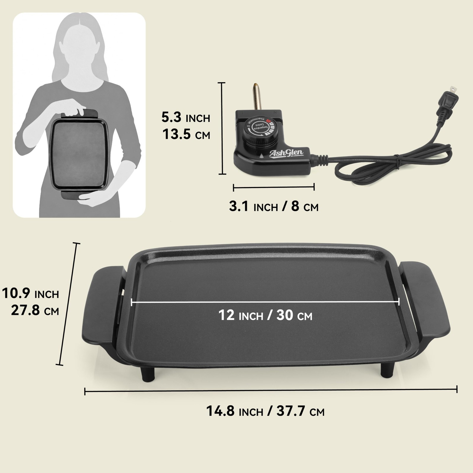 Small Electric Griddle Nonstick, Griddle Pan Electric, Parrilla Eléctrica Par…