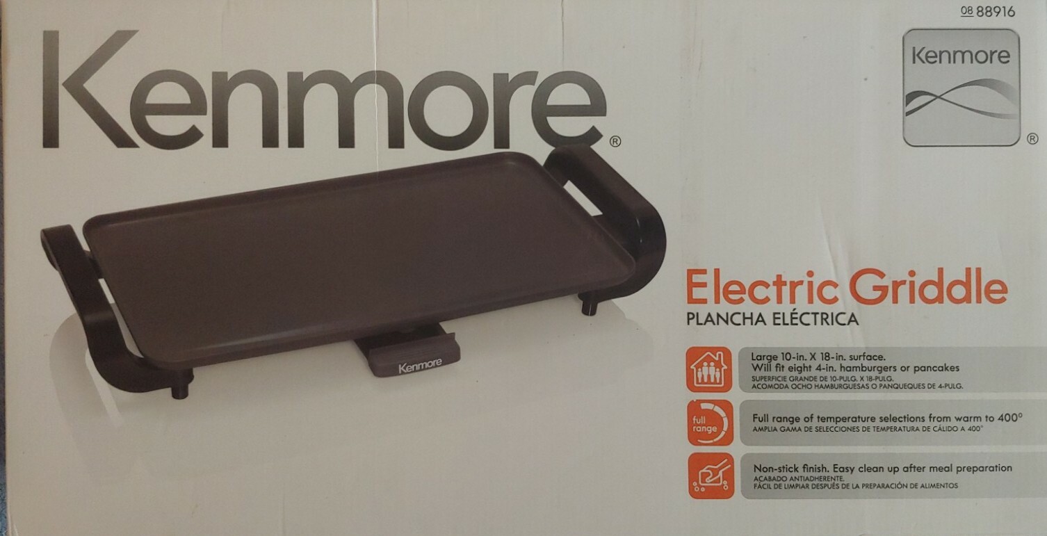 OPEN BOX Kenmore 88916 Non-Stick Electric Griddle in Black – 10″ x 18″