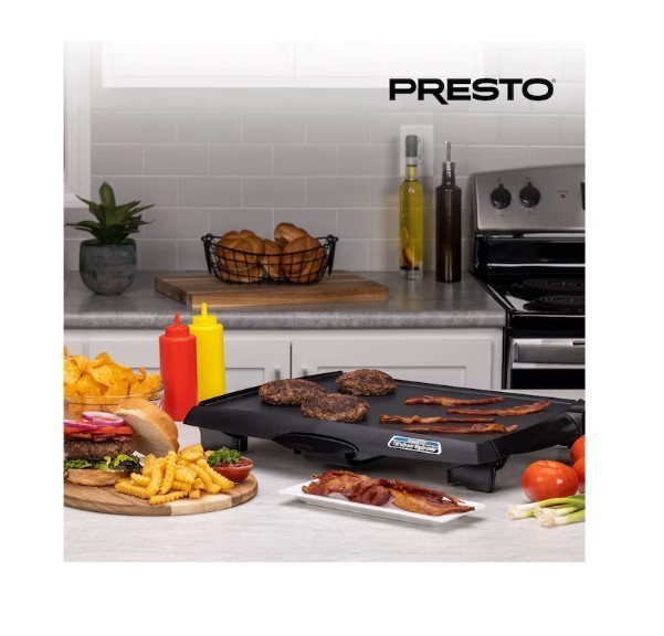 Presto Tilt Feetn Drain Electric BigGriddle Nonstick Ceramic Cooking Surface