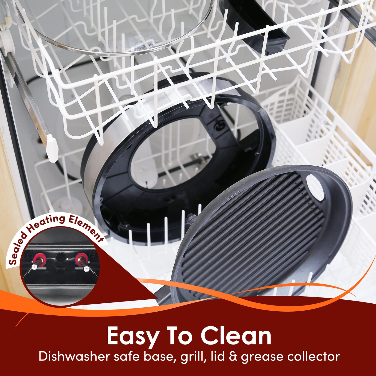 Indoor Electric Grill 12 Inch Nonstick Removable Parts Fast Easy Cleanup