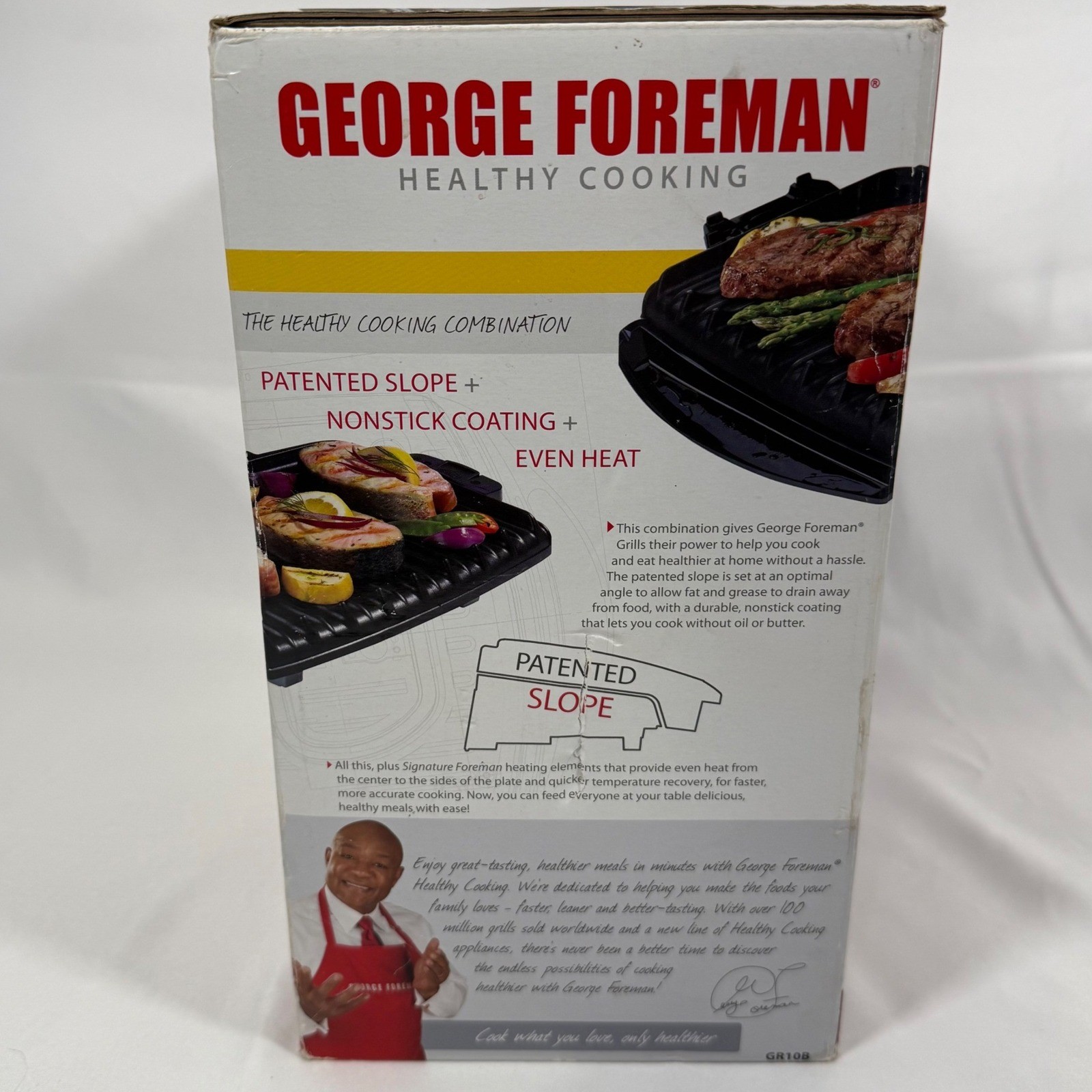George Foreman Champ Grill GR10B Black 36 Sq In Nonstick Healthy Cooking New Box