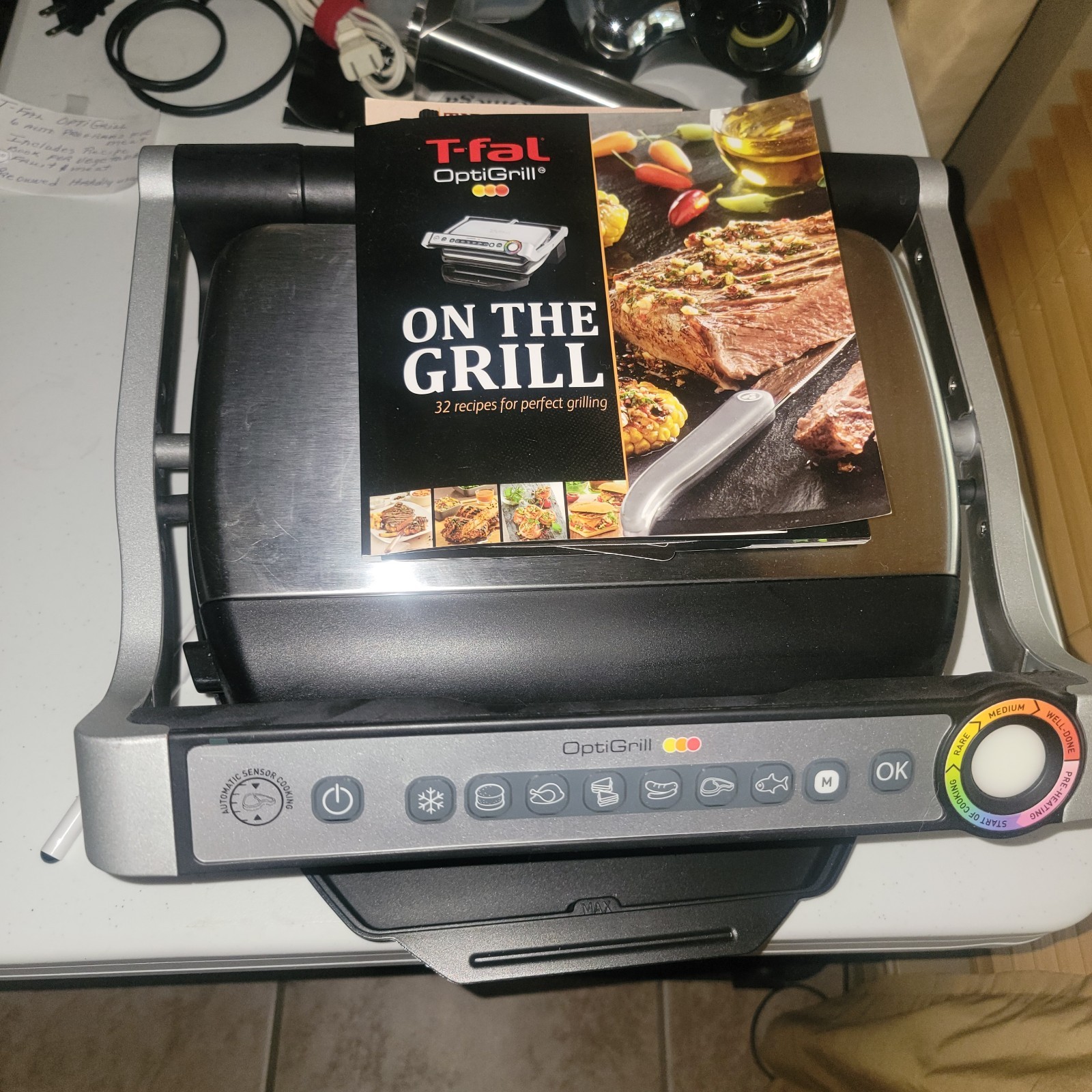 T-Fal OptiGrill Electric Indoor Kitchen Grill Automatic Sensor BBQ Griddle