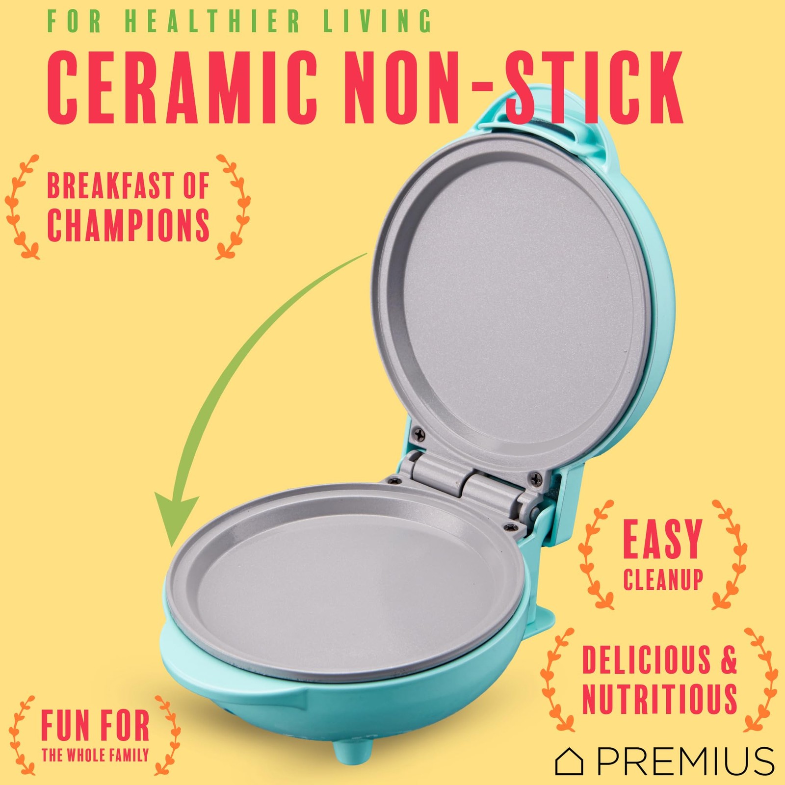 Mini Snack Griddle Maker 4″ Ceramic Nonstick 550W – Quick Breakfast & Lunch