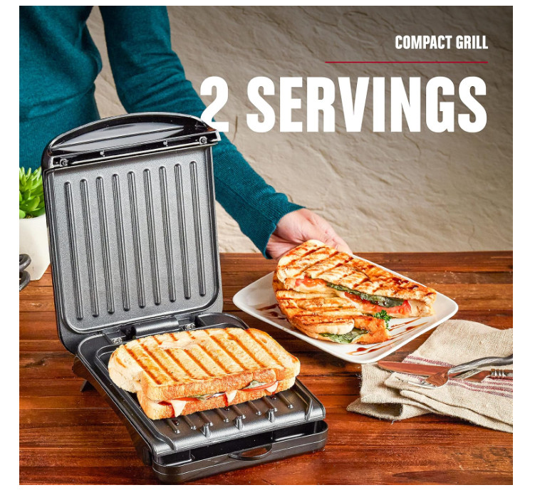 New George Foreman 2-Serving Classic Plate Grill – Free Shipping