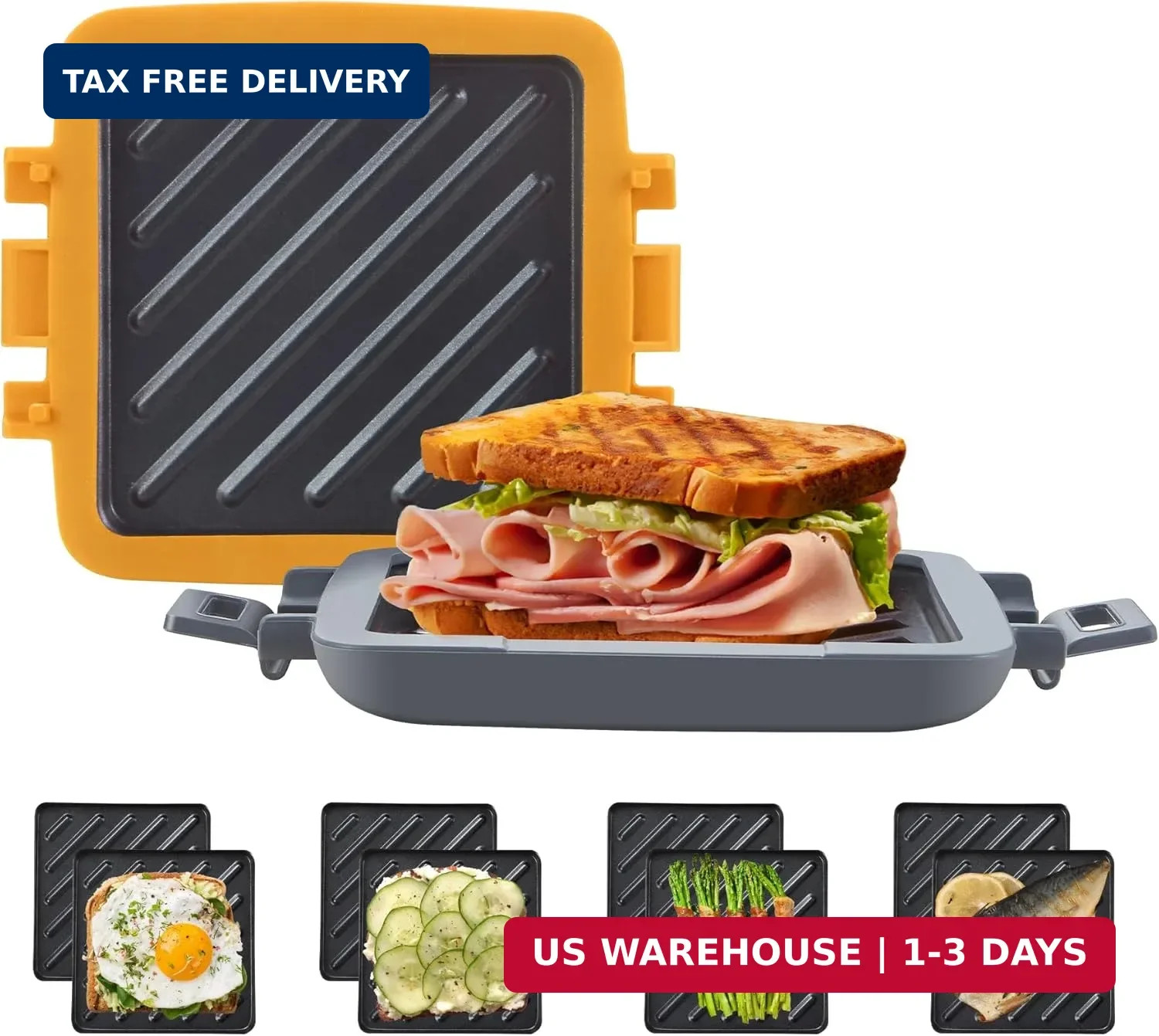 Microwave Sandwich Maker, Snack Maker & Panini Press, Removable Non-Stick Plates