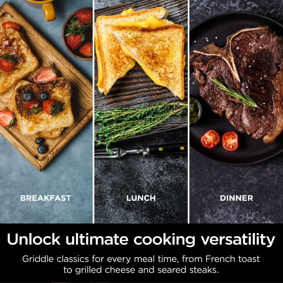 Ninja Sizzle Pro XL 20″ Indoor Griddle & Grill with ProTemp Black