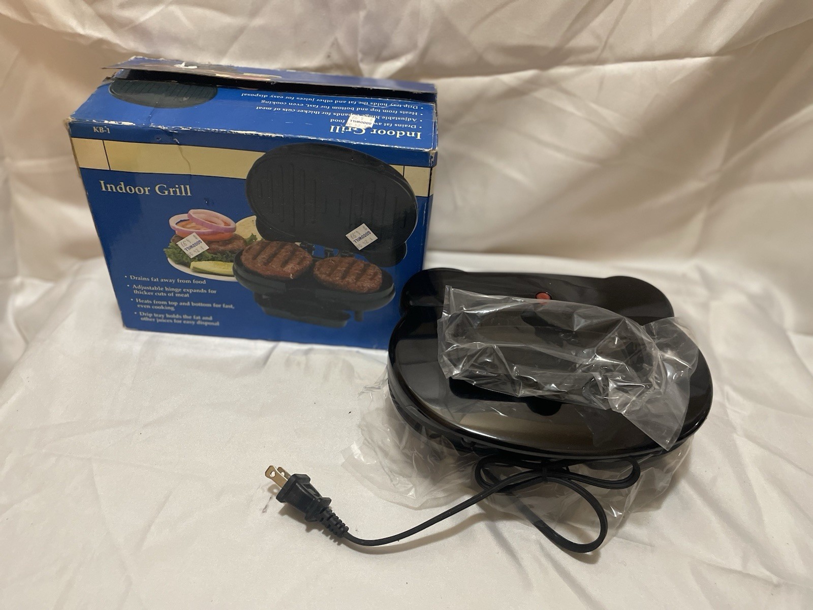 Indoor Electric Grill KB-1, Black, Drip Tray, Non-Stick, Adjustable Hinge, Oval