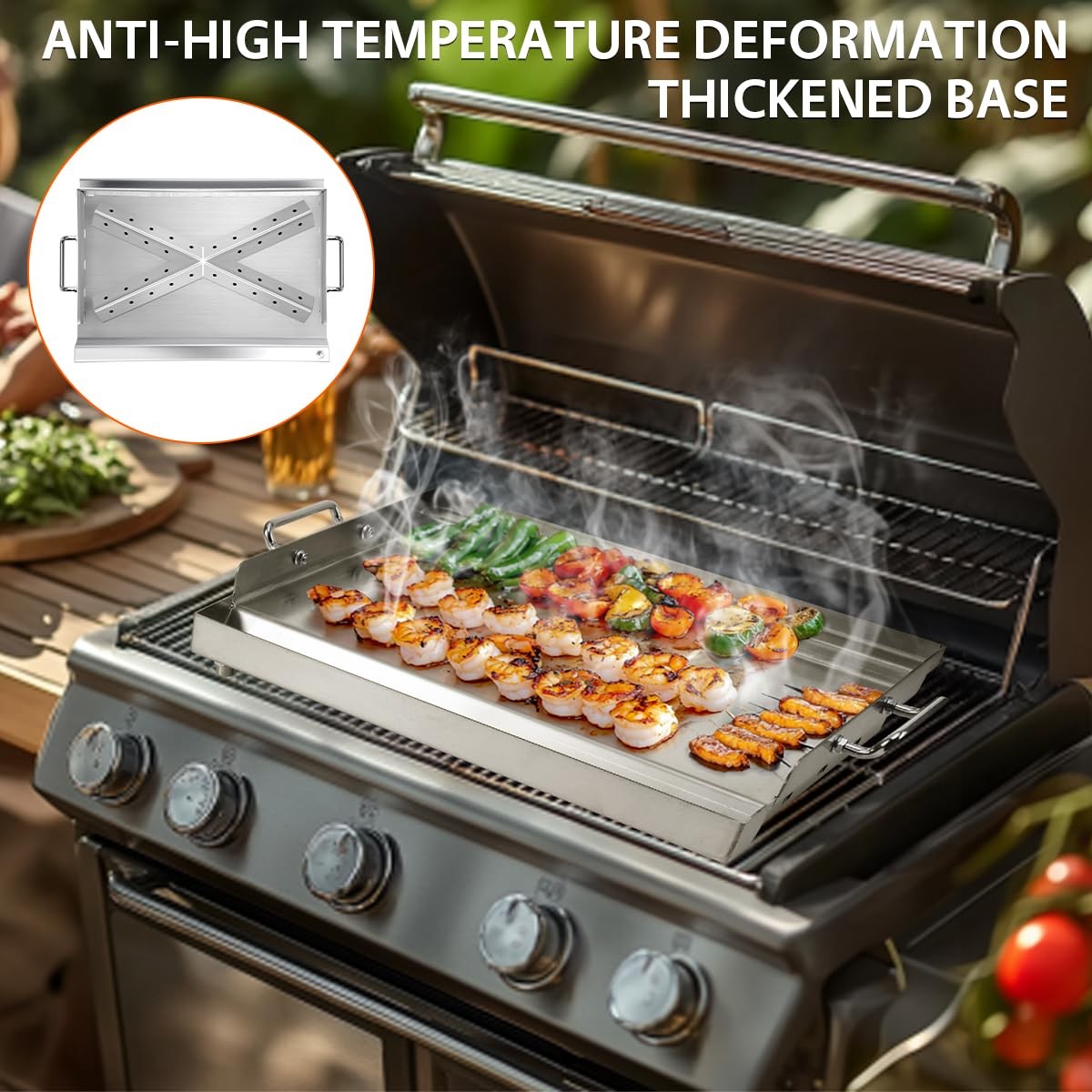 LotFun 17×13 Stainless Steel Griddle for Gas/Charcoal/Electric Grill