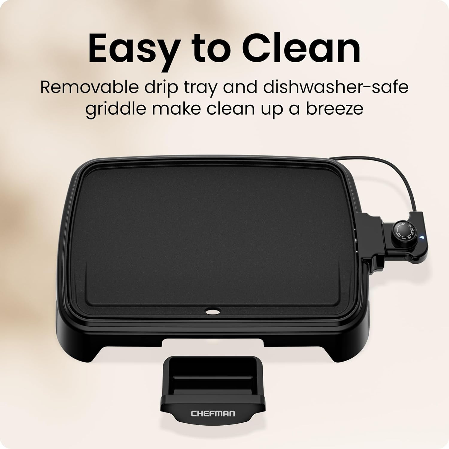 Electric Griddle with Removable Temperature Control, Immersible Flat Top Grill