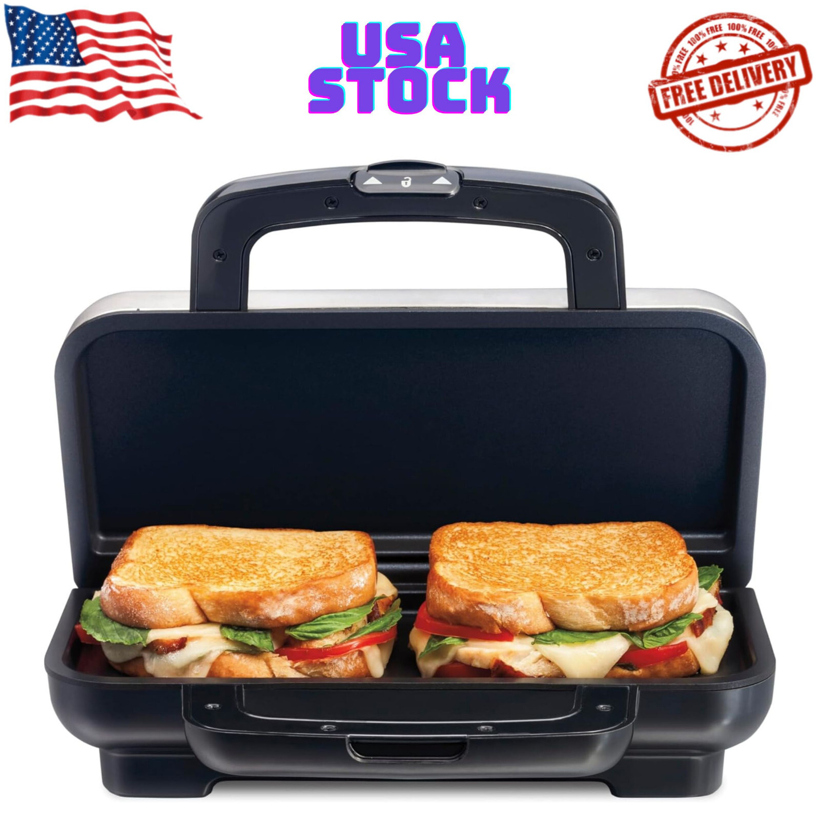 Deluxe Hot Sandwich Maker With Easy-Clean Durable PFAS-Free Nonstick Ceramic…