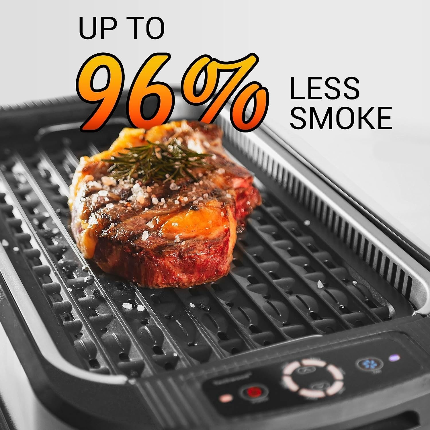 Electric Indoor Grill with Turbo Smoke Extractor & Precise Temp Control, Black