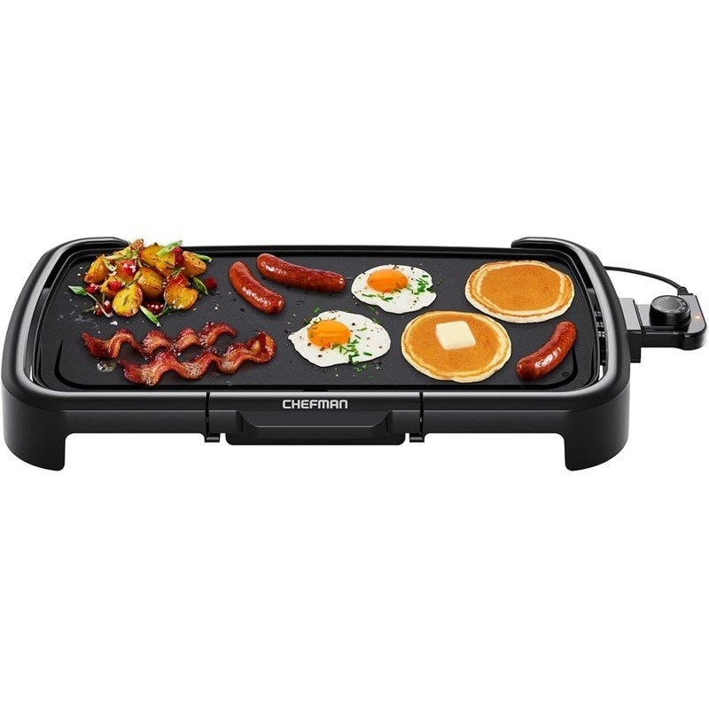 Large Electric Grill Non Stick Cooking Surface Adjustable Temperature Easy Clean
