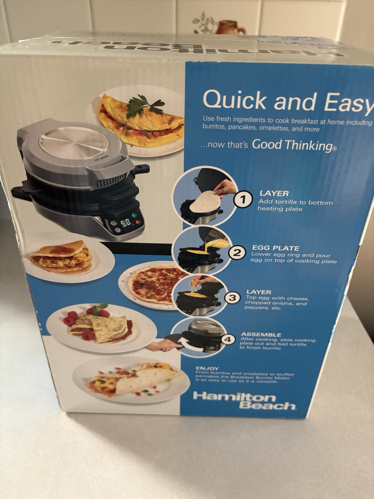 NEW Hamilton Beach 25495 5 Minute Breakfast Burrito Maker & More Recipes Include