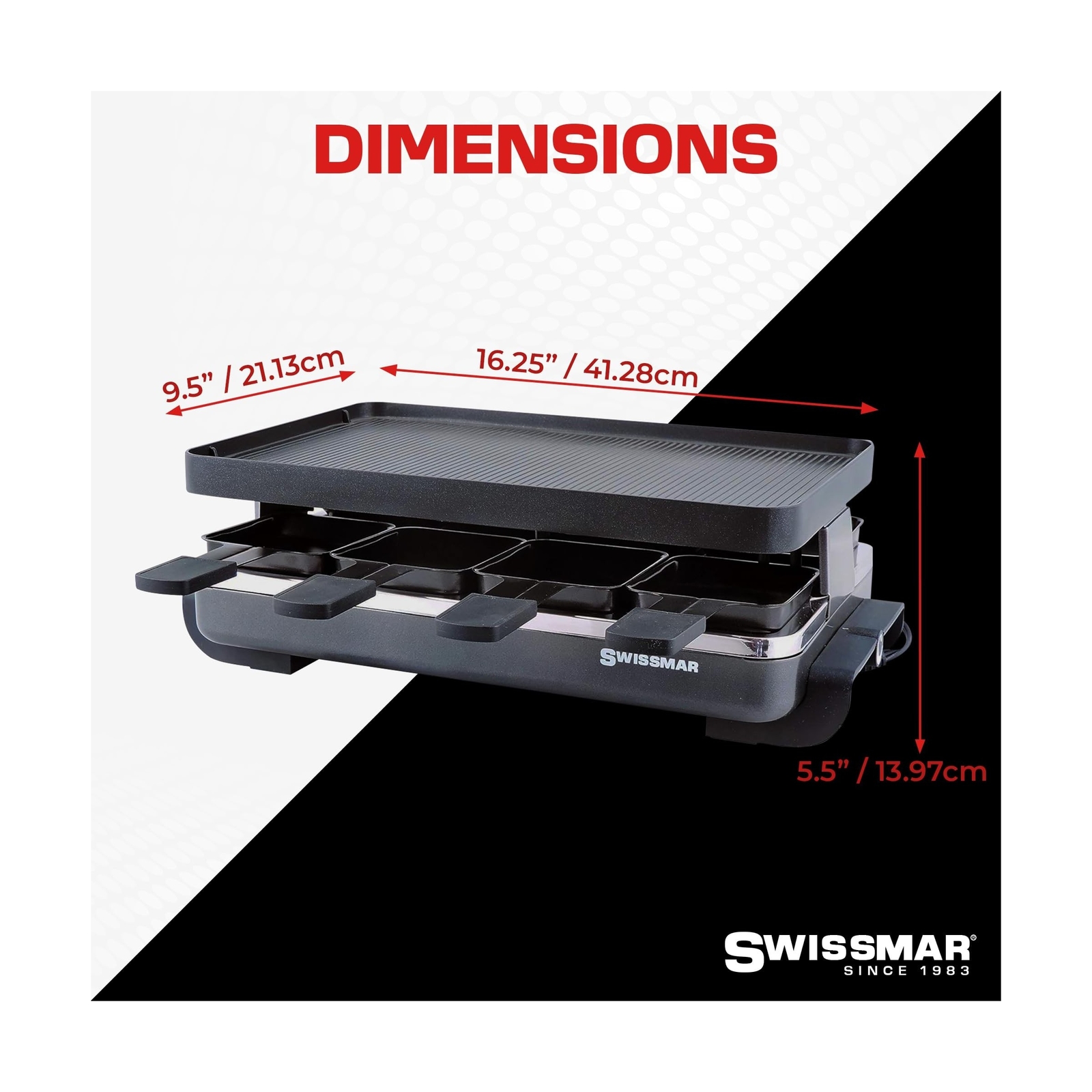Swissmar Classic 8-Person Raclette Party Grill with Reversible Cast Aluminum …