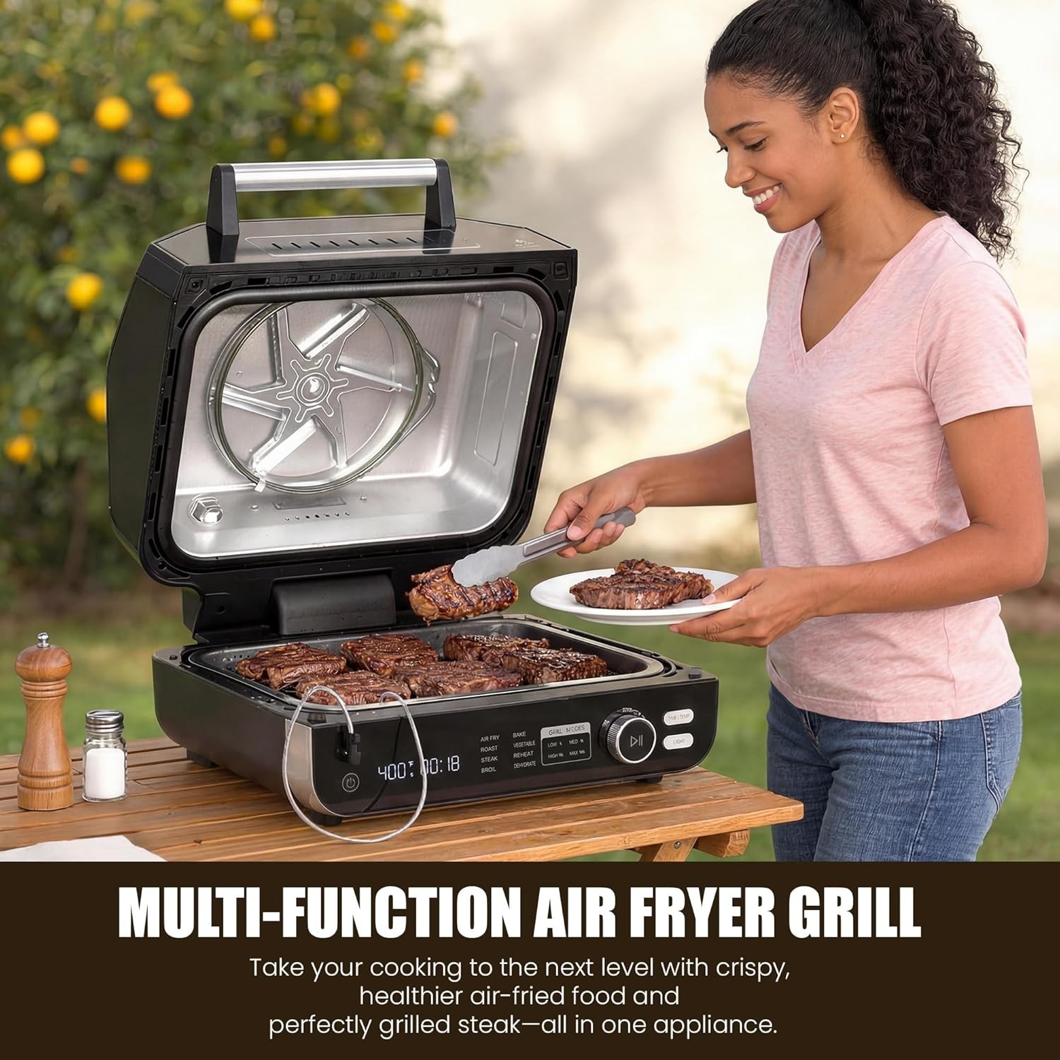 Electric Grill Outdoor Indoor 8-in-1 Multifunctional Large BBQ Grill for Air Fry