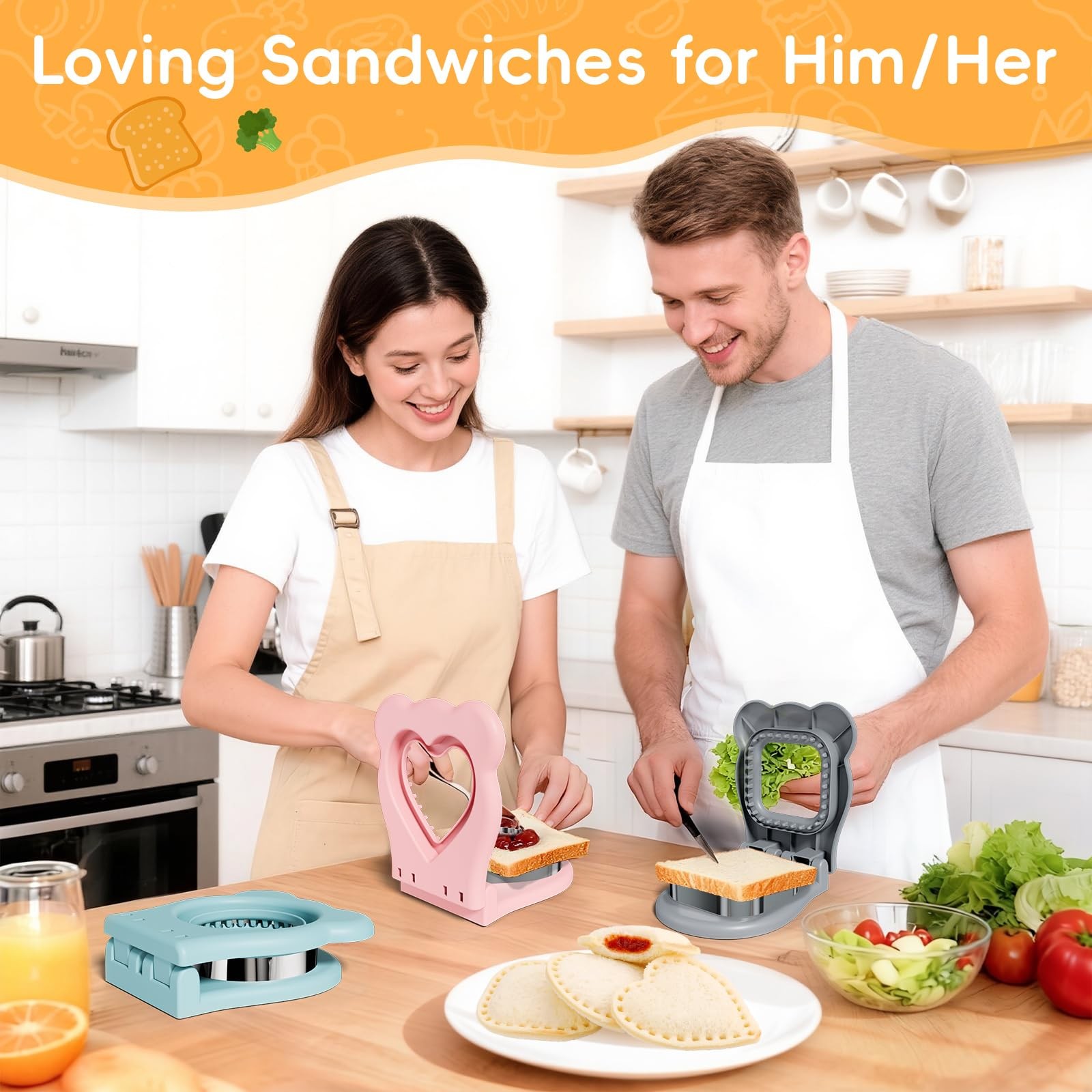 Sandwich Cutters for Kids Lunch, Breakfast Crustless Sandwich Maker