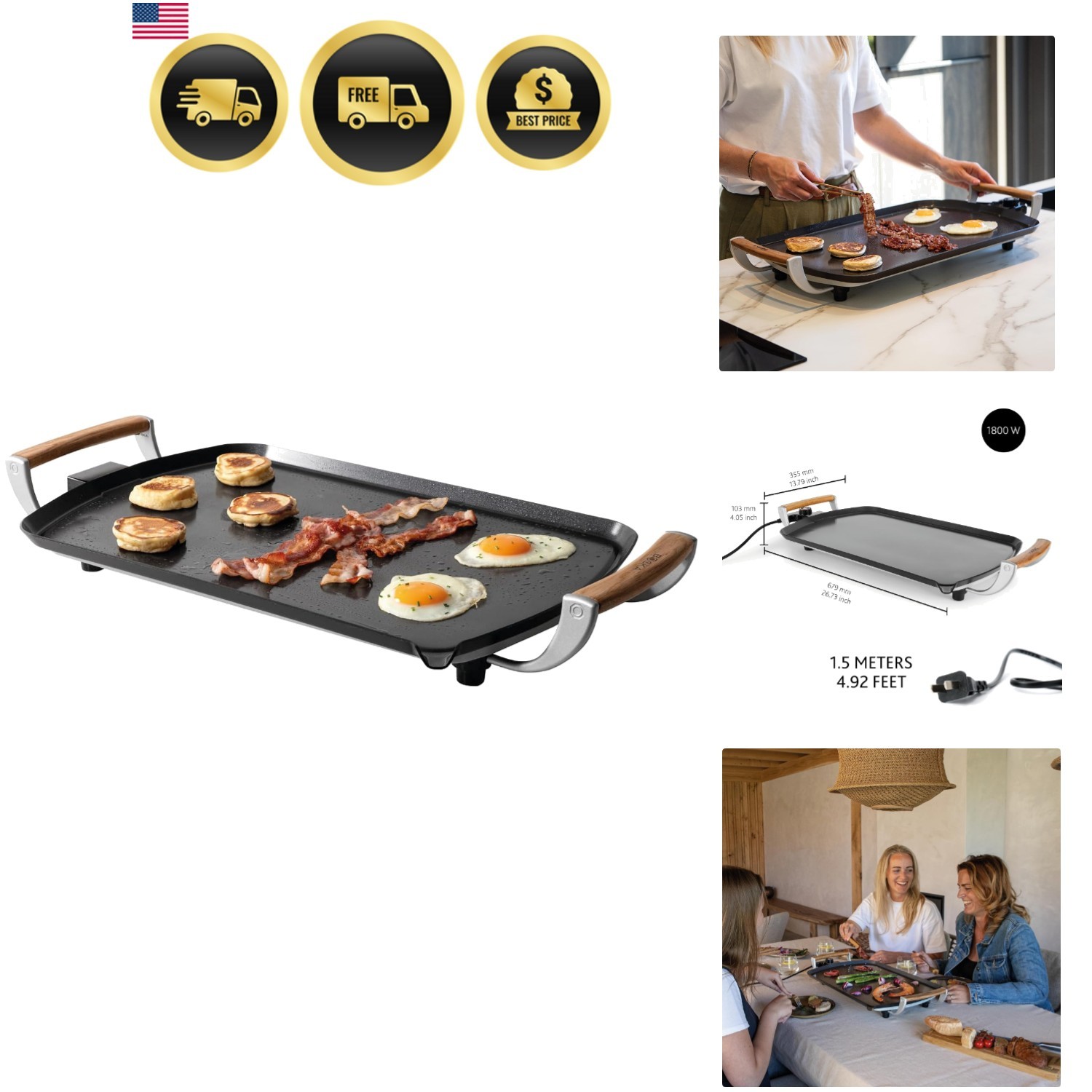 Electric Griddle Pro – Large Indoor Griddle, Flat Top, 14 x 22 inch | Indoor,…