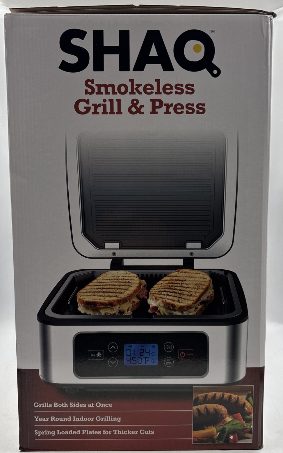 SHAQ 3-in-1 Smokeless Grill And Press Indoor Grill Brand New
