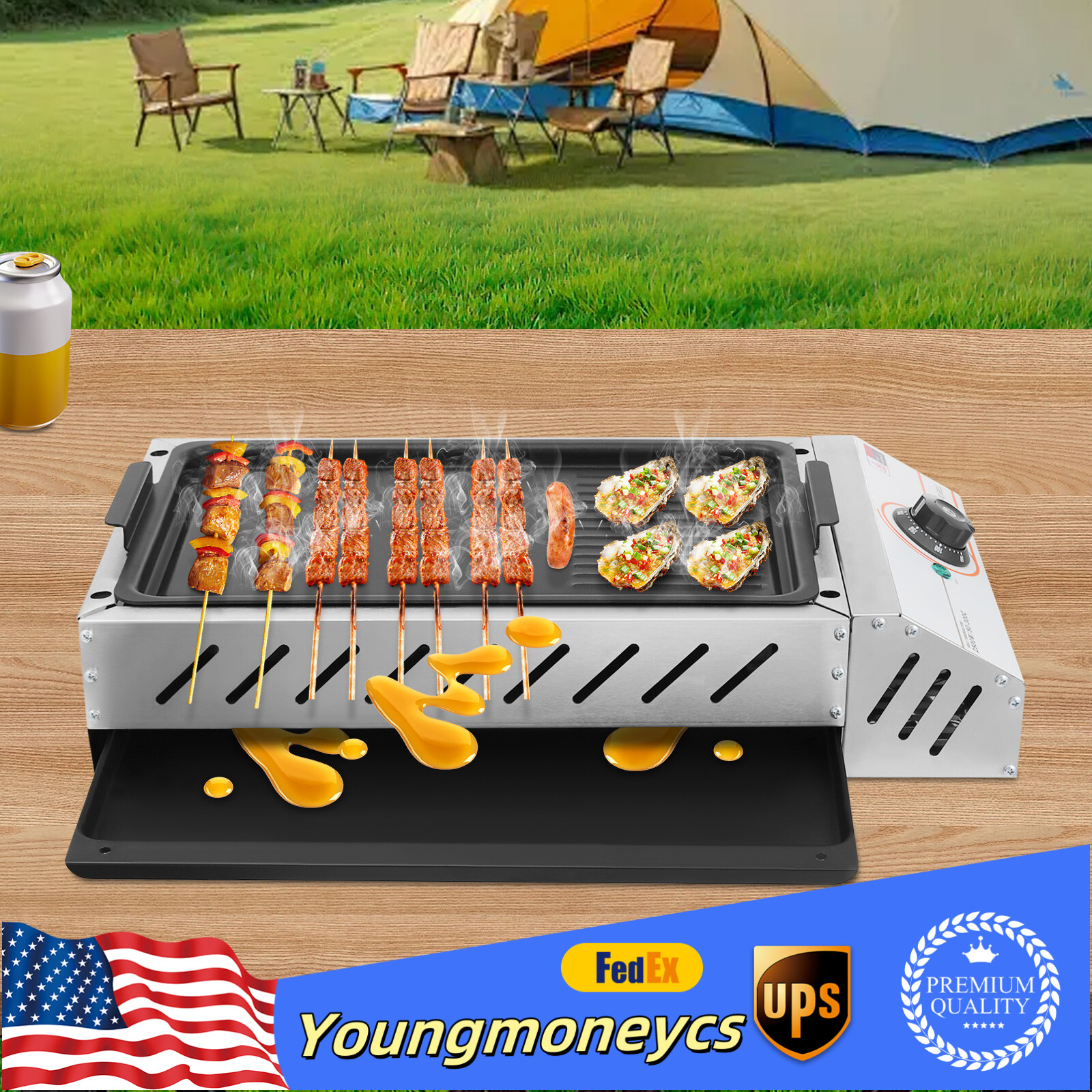 2.5KW BBQ Grill Electric Barbecue Grill Electric Griller Silver Stainless Steel