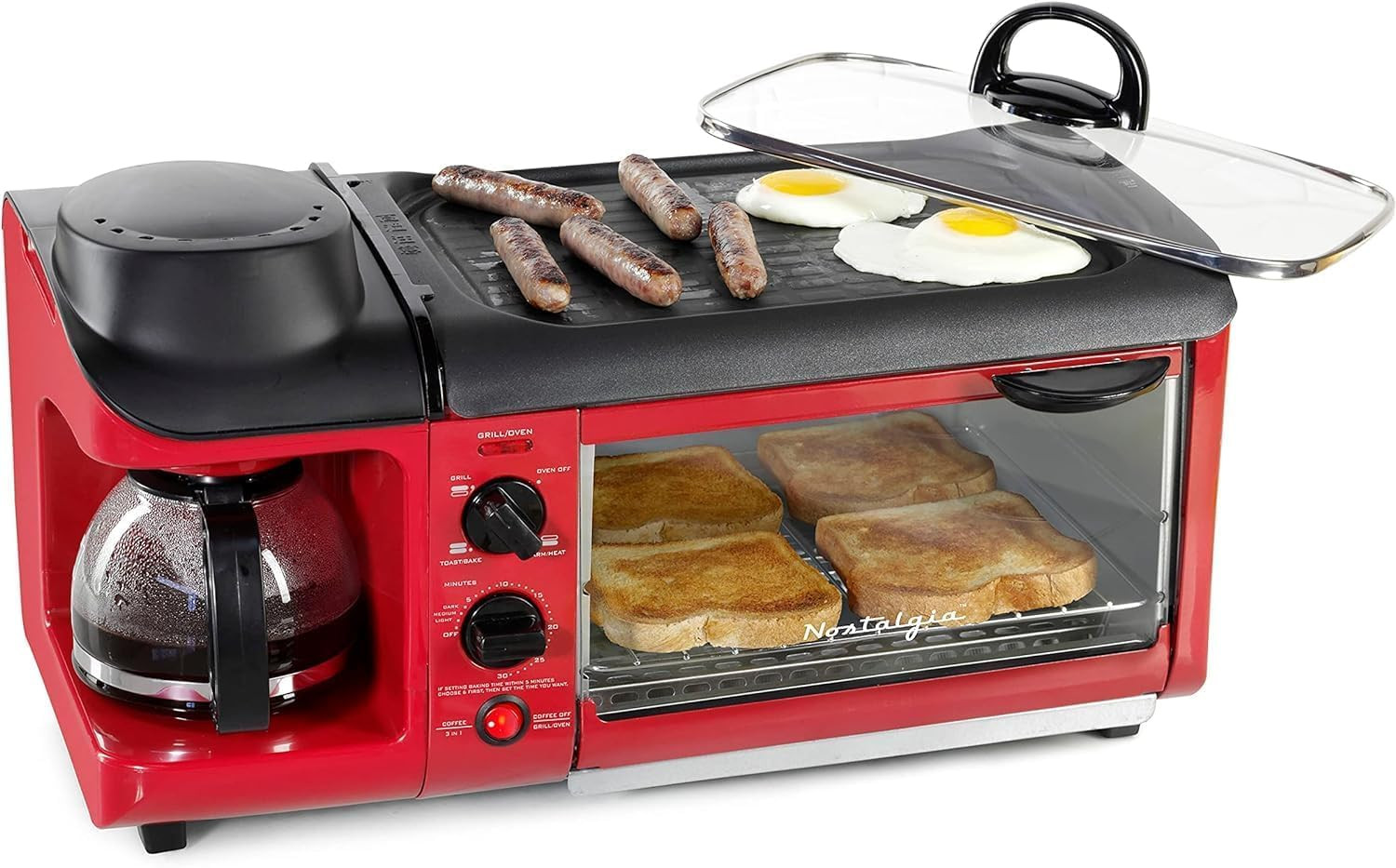 3-In-1 Breakfast Station – Includes Coffee Maker, Non-Stick Griddle, and 4-Slice