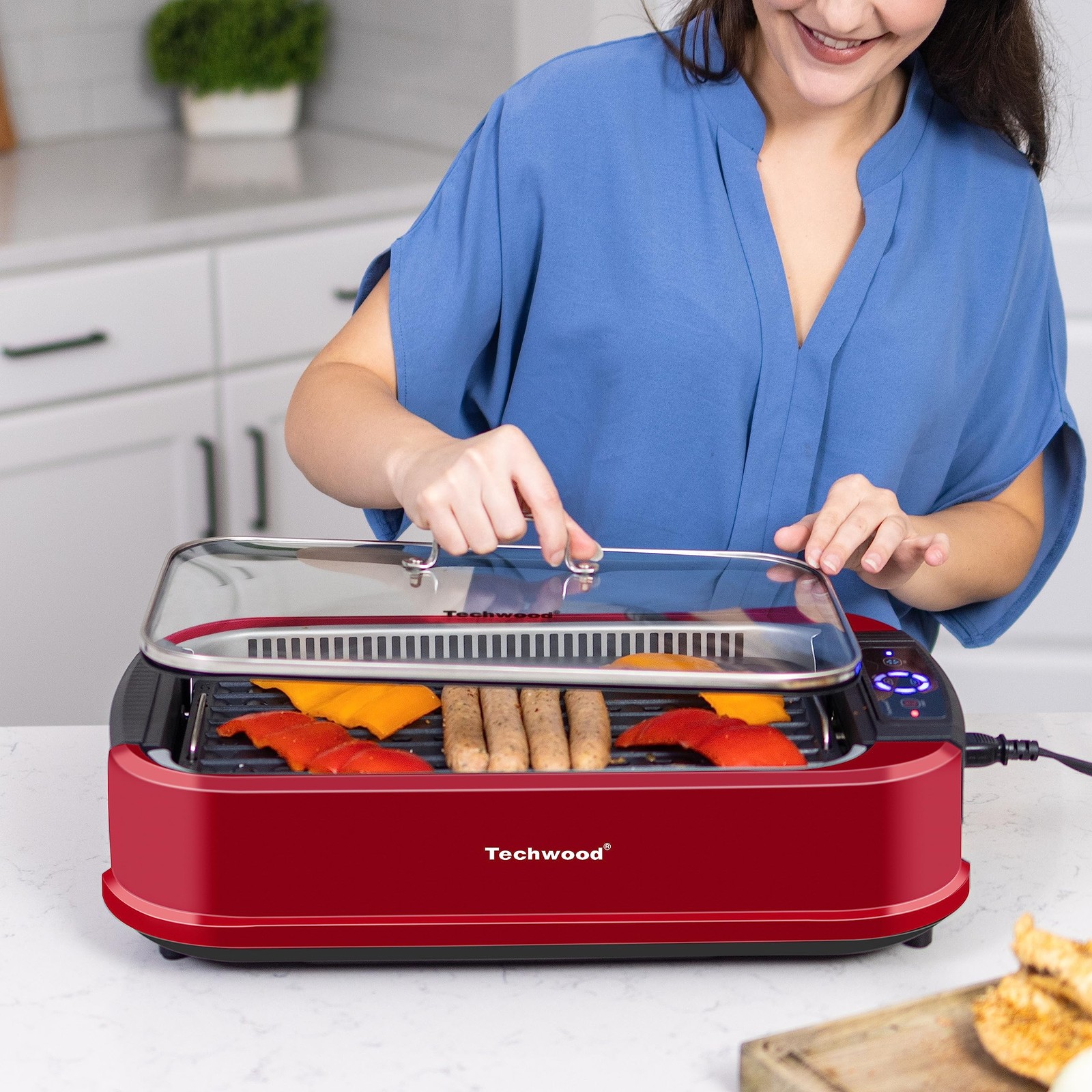 Indoor Smokeless Grill Techwood 1500W Electric Bbq Grill Temperature Control