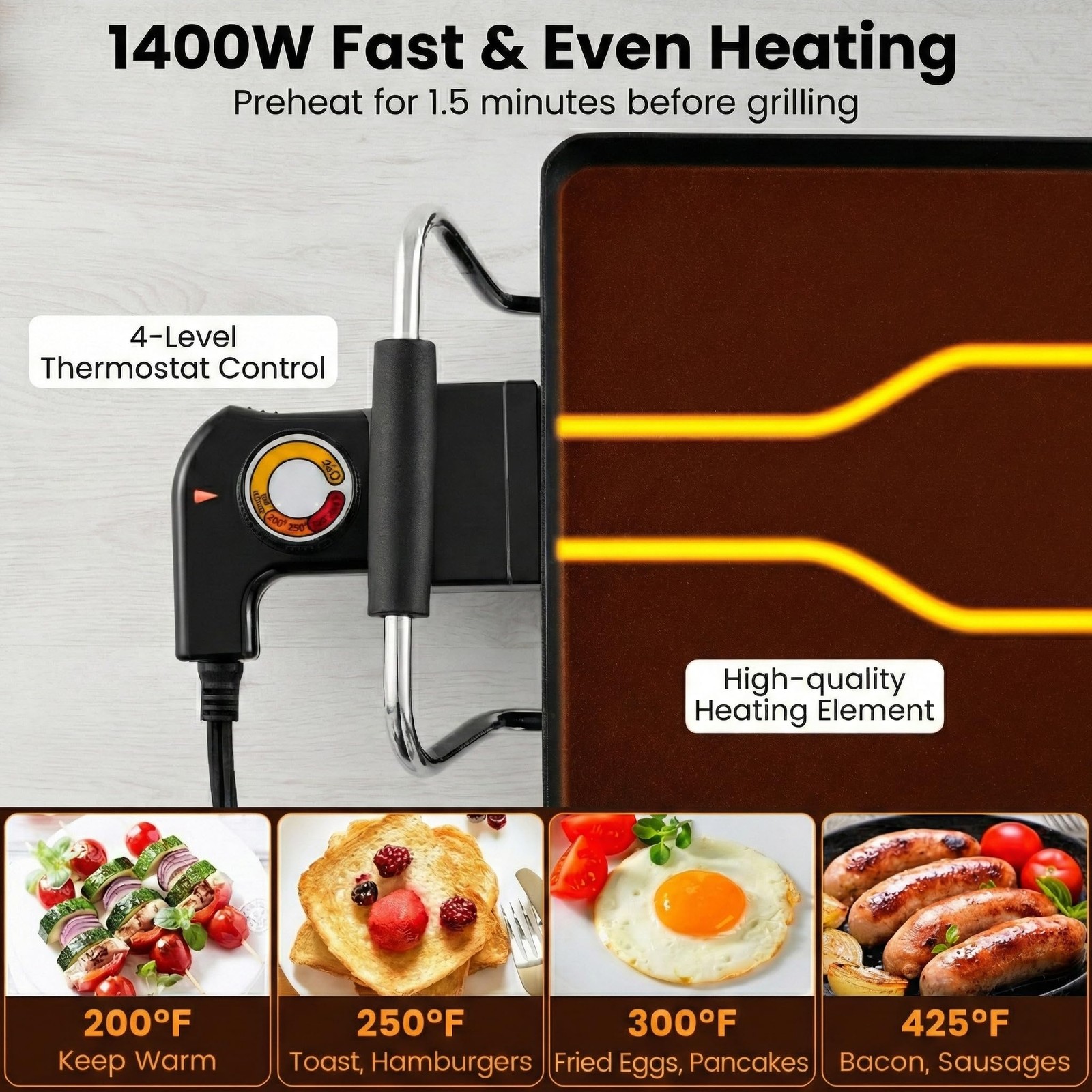 Extra Large Teppanyaki Grill, 39.5” Electric Griddle Pan, Indoor Outdoor Nons…