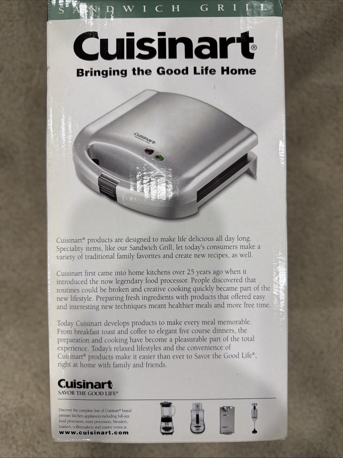 CUISINART Non Stick Sandwich Maker Grill Toaster Silver WM-SW2 Brushed Chrome