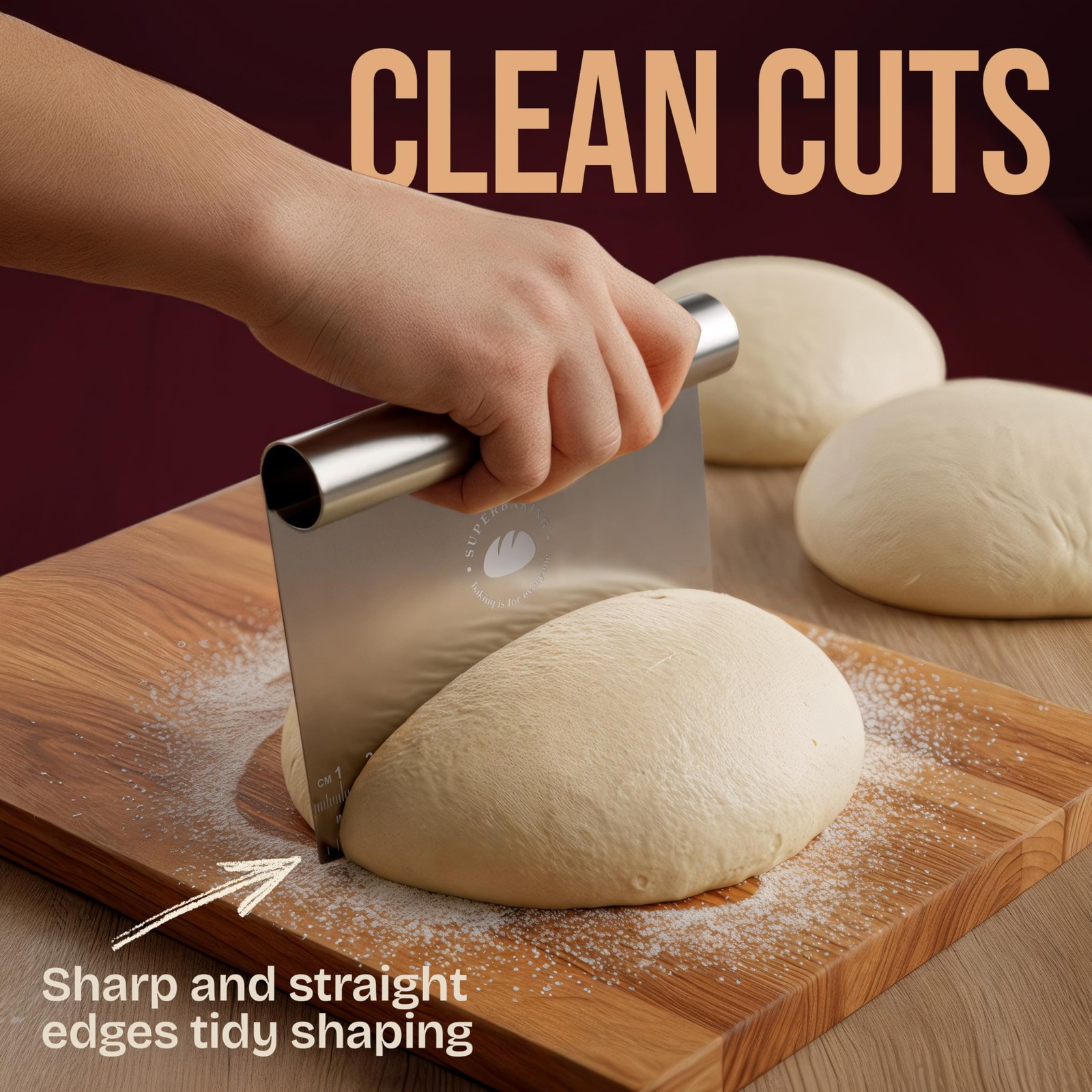 Superbaking Dough Scraper – 6″ Stainless Steel Bench Grip