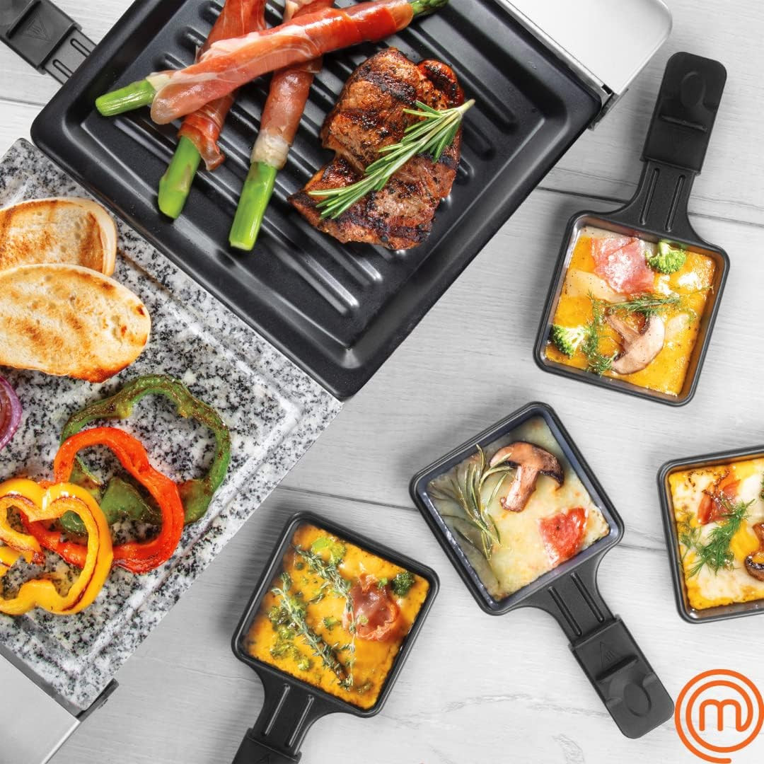 Electric Raclette Table Grill W Non-Stick Grilling Plate & Cooking Stone- 8 Pers