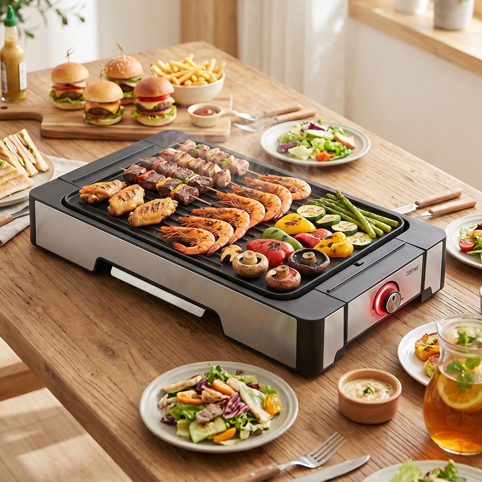 2300W Indoor Grill & Griddle with Nonstick Die Cast Aluminum Cooking Surface