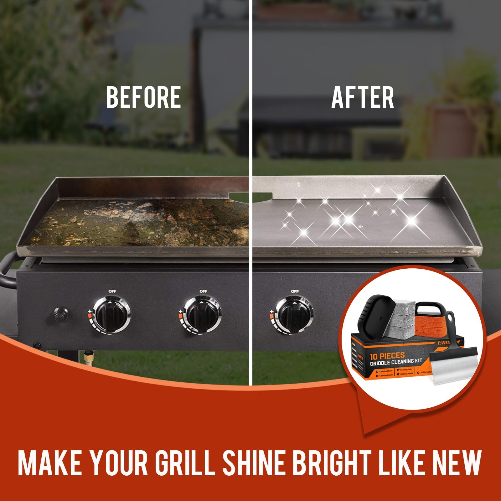 AWEASROY Griddle Cleaning Kit for Blackstone, Flat Top Grill Black