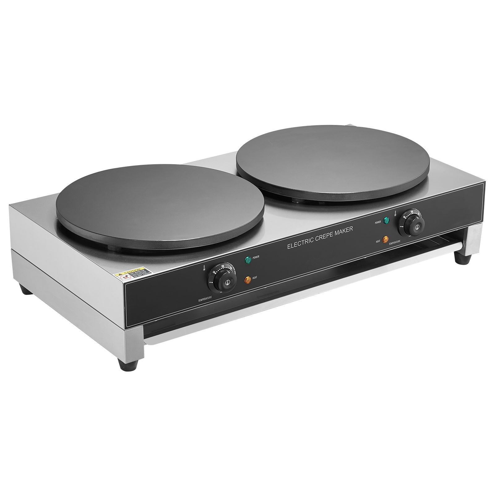 Dual 16in Crepe Maker, Nonstick Stainless 3400W