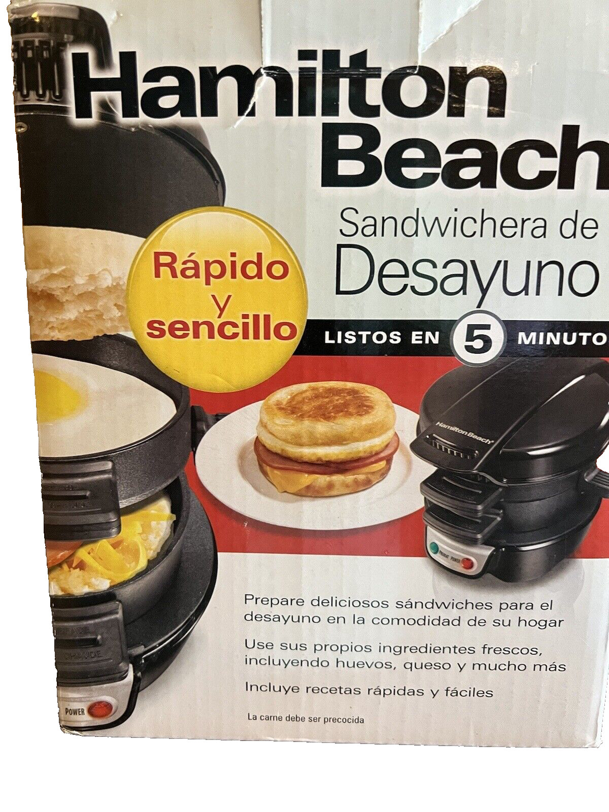 Hamilton Beach 25477 Breakfast Sandwich Maker ~ NIB