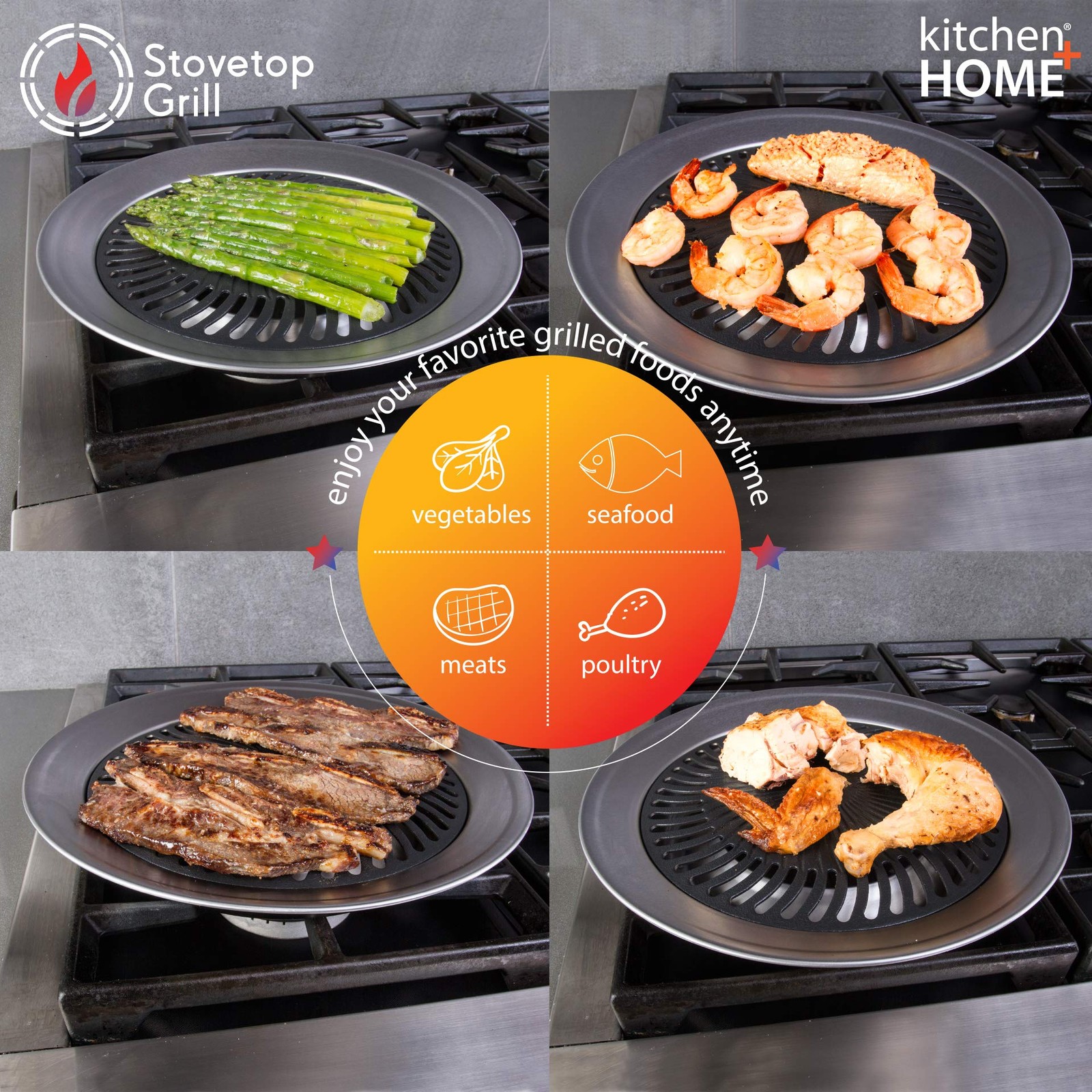 Stove Top Smokeless Grill Indoor BBQ Stainless Steel Non Stick Electric 1500W