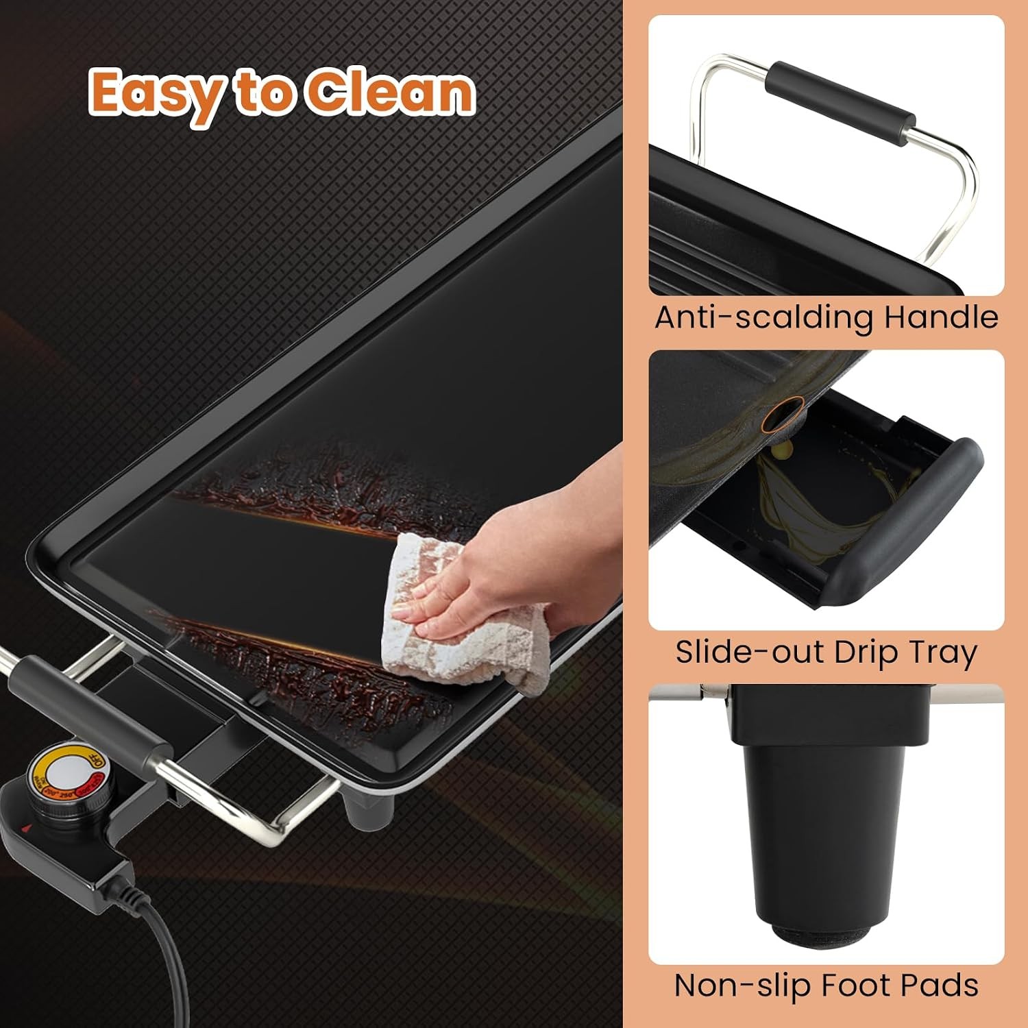 Extra Large Teppanyaki Grill 39.5” Electric Griddle Pan Indoor Outdoor Nonstick