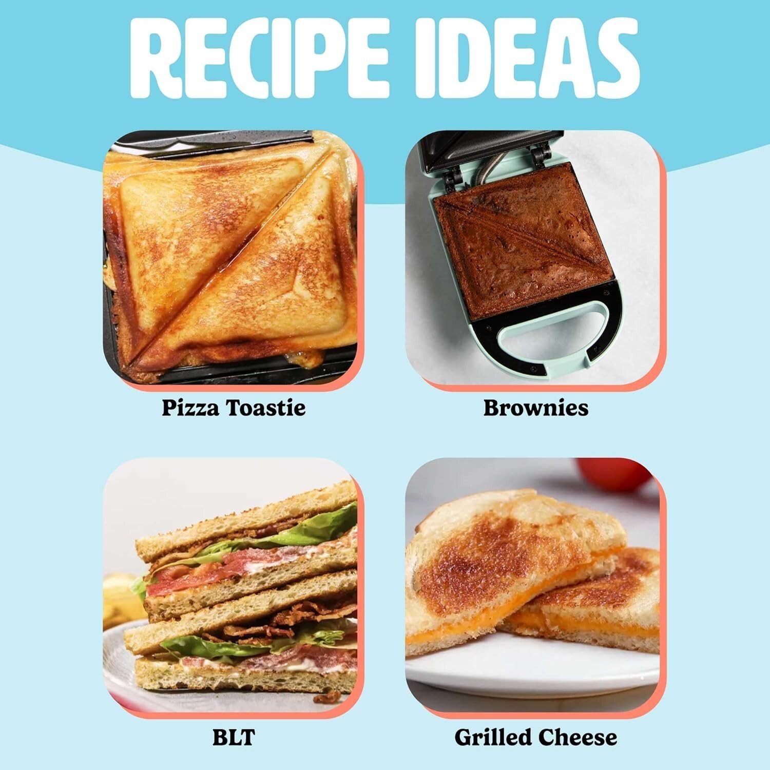 600W Aqua Mini Sandwich Maker – Quick Cleanup and Perfectly Crispy Results