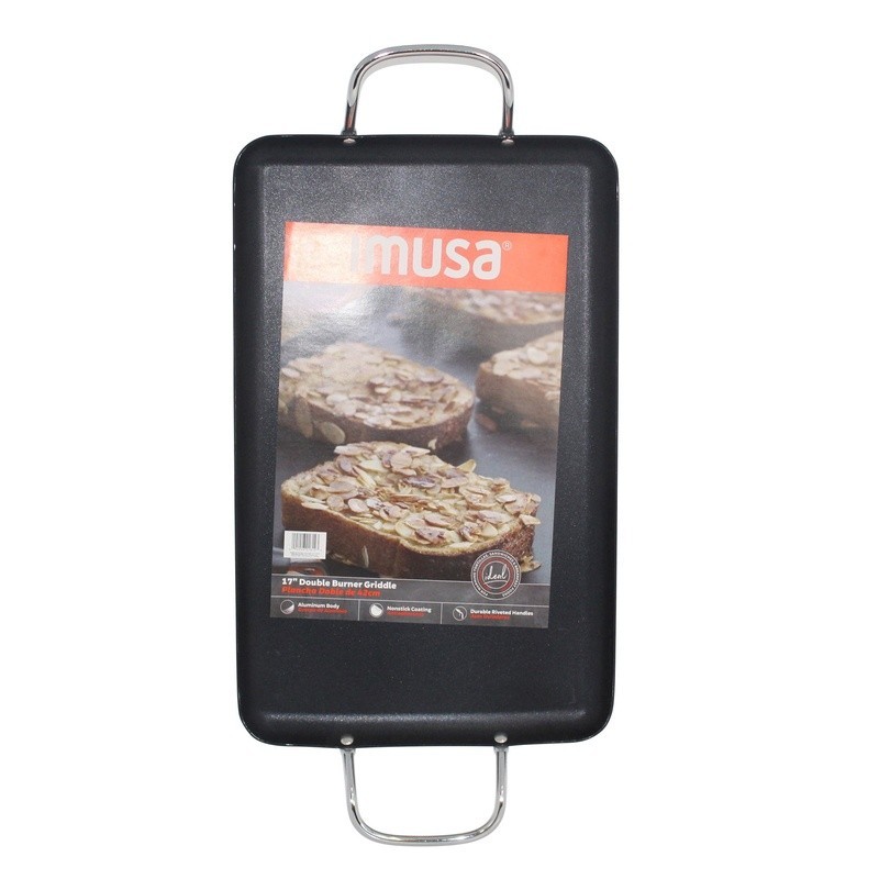 Nonstick Stovetop Double Burner Griddle with Metal Handles 19″ x 12″