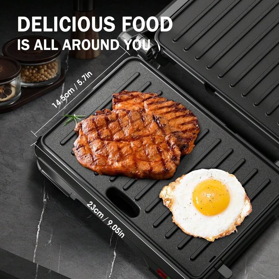 Electric Panini Press Sandwich Maker 2 Slice 180 Degree Flat Grill Non Stick 850