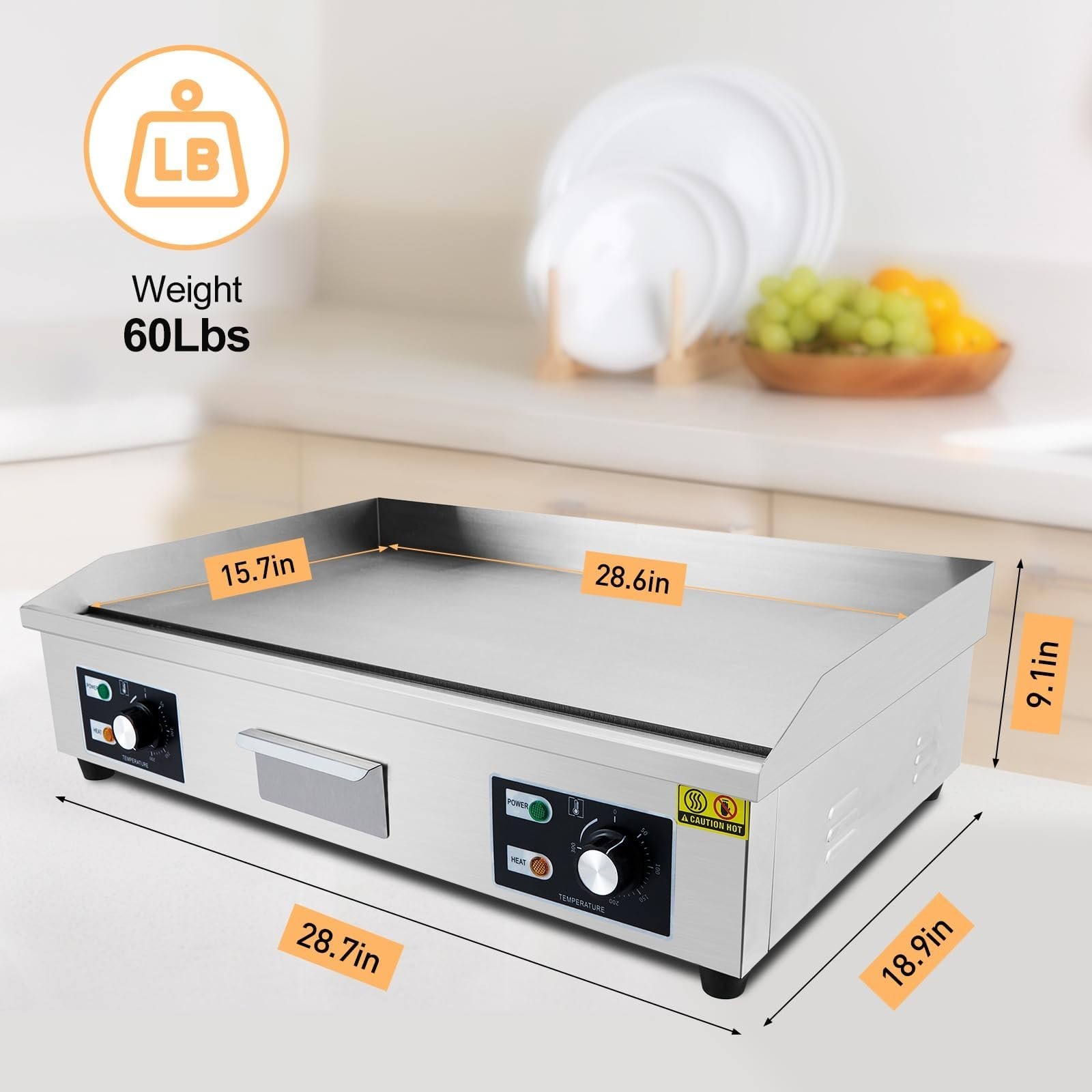 29 Inch Commercial Electric Griddle 3000W 110V Teppanyaki Grill Flat Top Grill