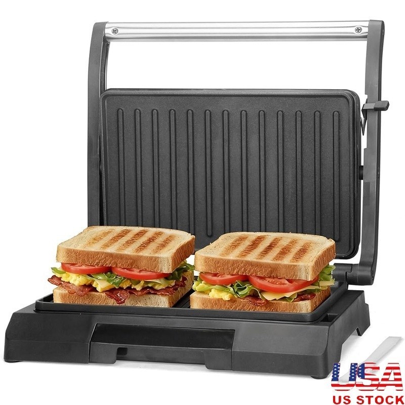 Versatile Panini Press Sandwich Maker Non-Stick Electric Grill W/ Recipe Booklet